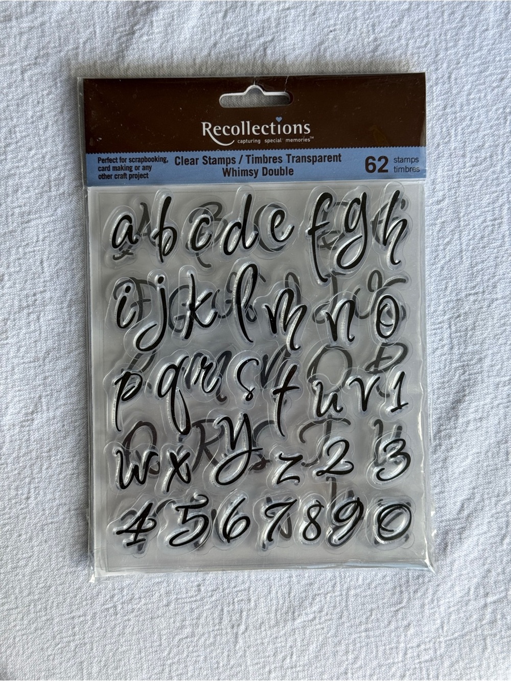 Recollections Clear Whimsy Script Alphabet & Number Stamps - Black & Clear